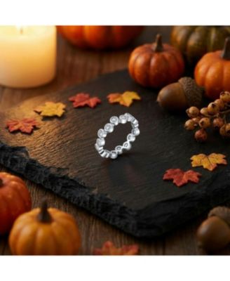 Bubble Circle Geometric Zig Zag Cubic Zirconia Bezel Band CZ Eternity Ring .925 Sterling Silver