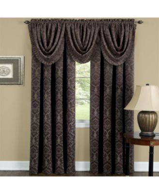 5 Piece Damask Thermal Blackout Rod Pocket Window Curtains & Valances Set