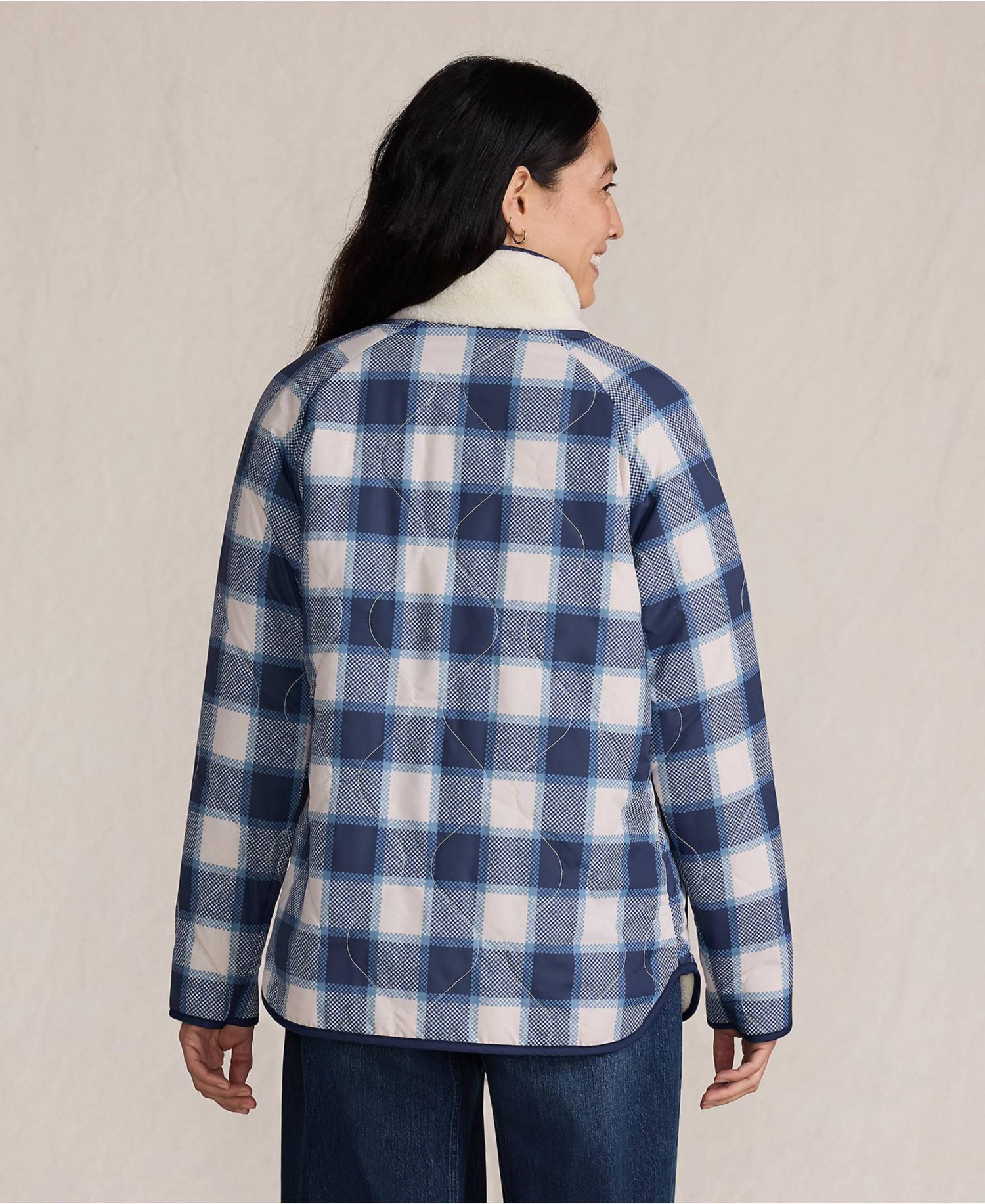 Women's High Pile Fleece Reversible Mixed Media Long Jacket