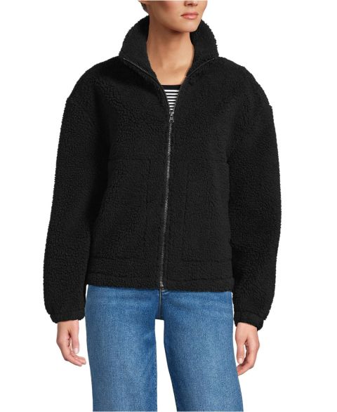 Женские куртки Lands' End Faux Shearling Zip Front Fleece Jacket