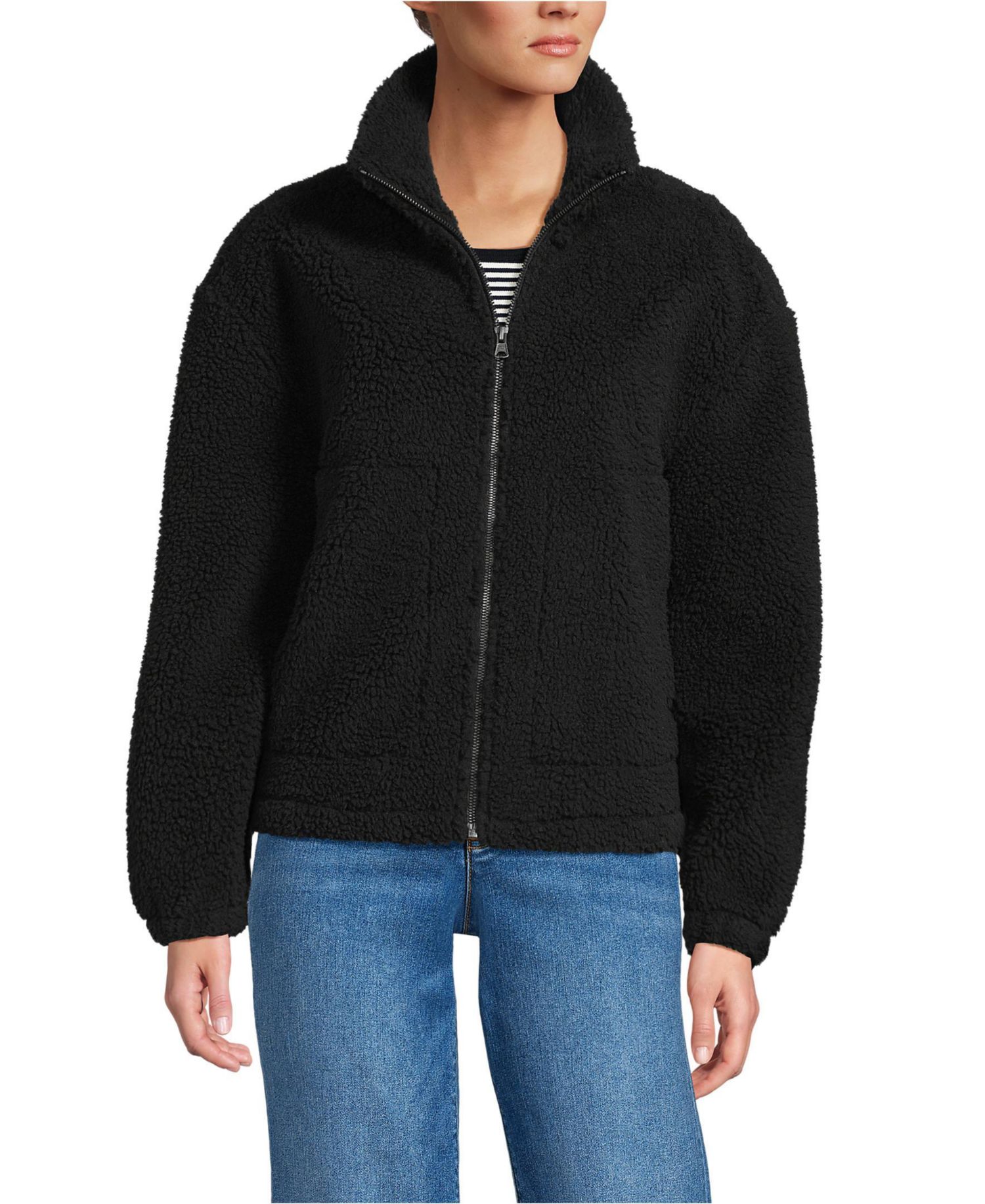 Women's Faux Shearling Zip Front Fleece Jacket