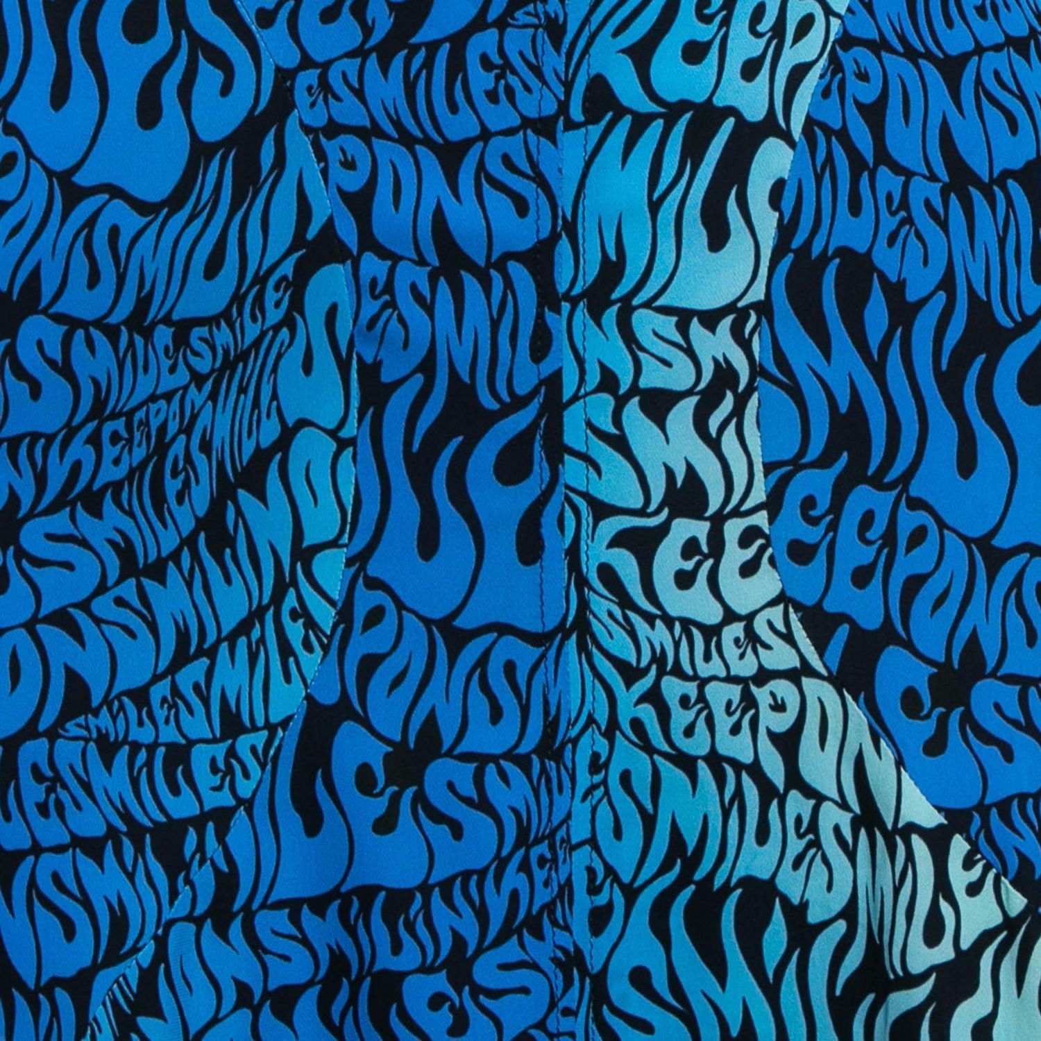 Women's Blue Printed Crepe De Chine Midi Skirt