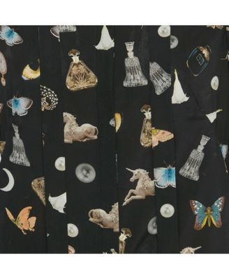 Women's Printed Silk Tie Up Neck Blouse