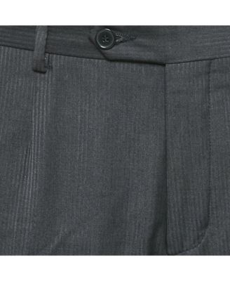 Men's Black Pinstripe Crepe Formal Trousers