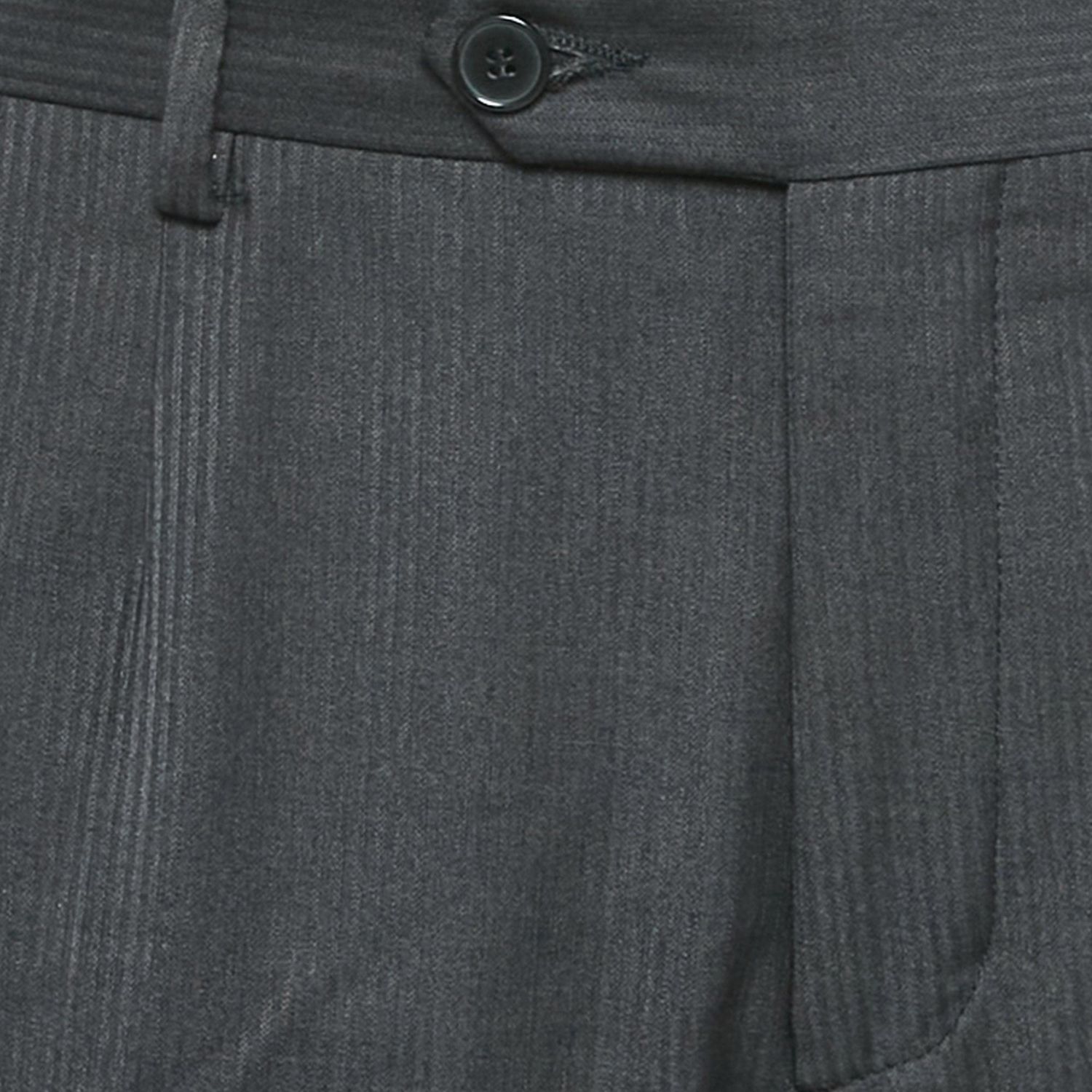 Men's Black Pinstripe Crepe Formal Trousers