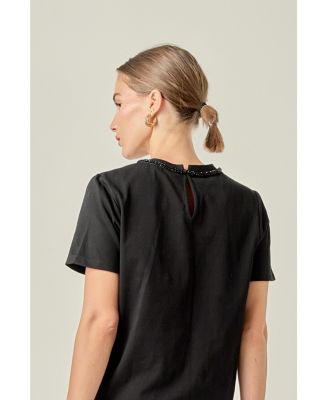 Women's Beaded Bow T-Shirt