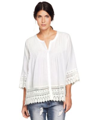 Women's Crochet Trim Blouse