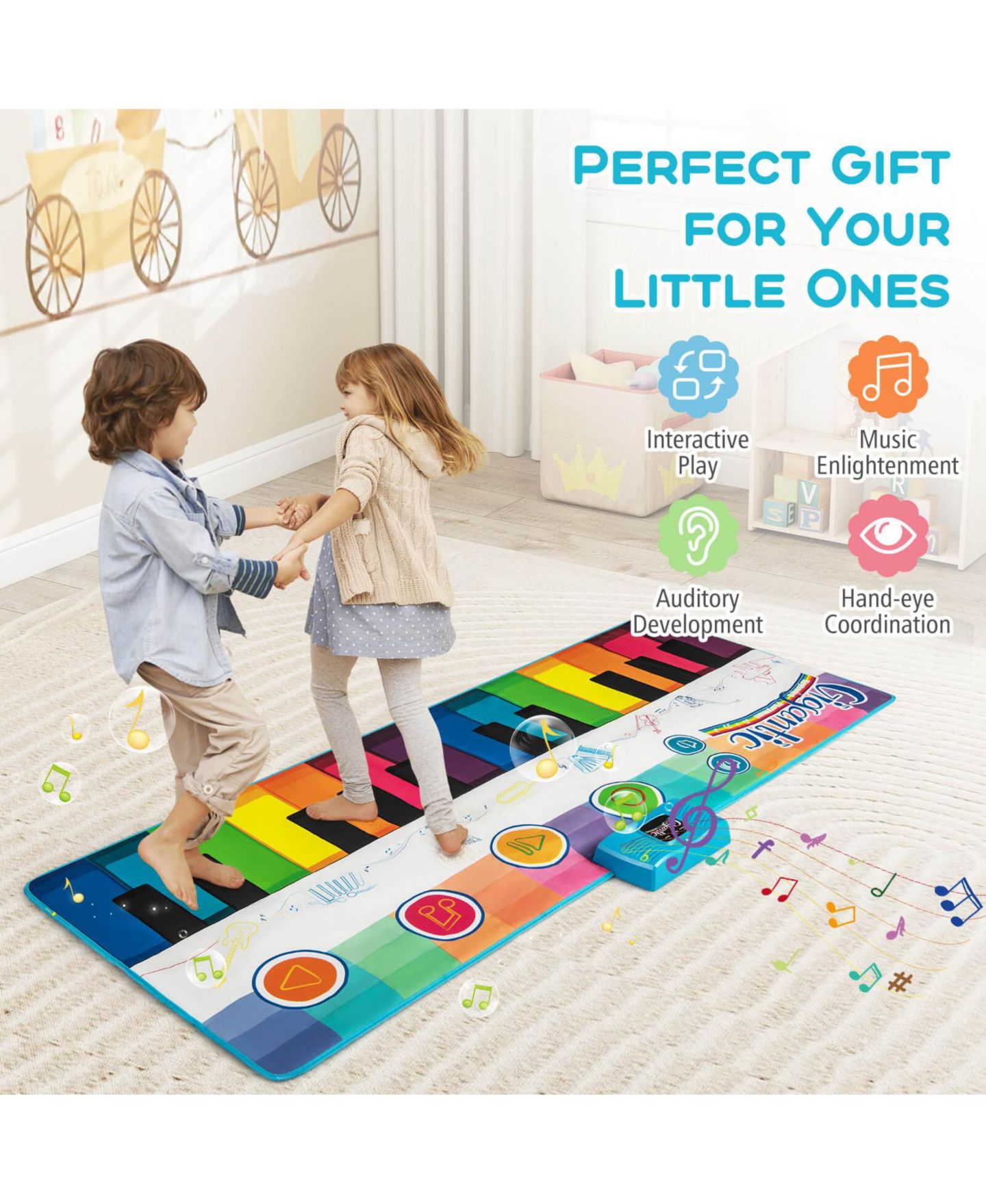 Детская игрушка Costway Giant 24-Key Touch-Sensitive Keyboard Dance Mat, Musical Playmat, Ages 3+, цвет: Assorted Pre-Pack — фото 9