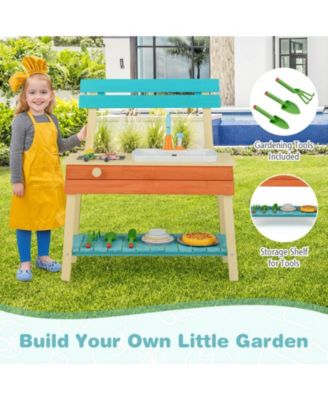 Play Kitchen for Kids Wooden Toy Kitchen Playset with Wood Skewers Grill Rack