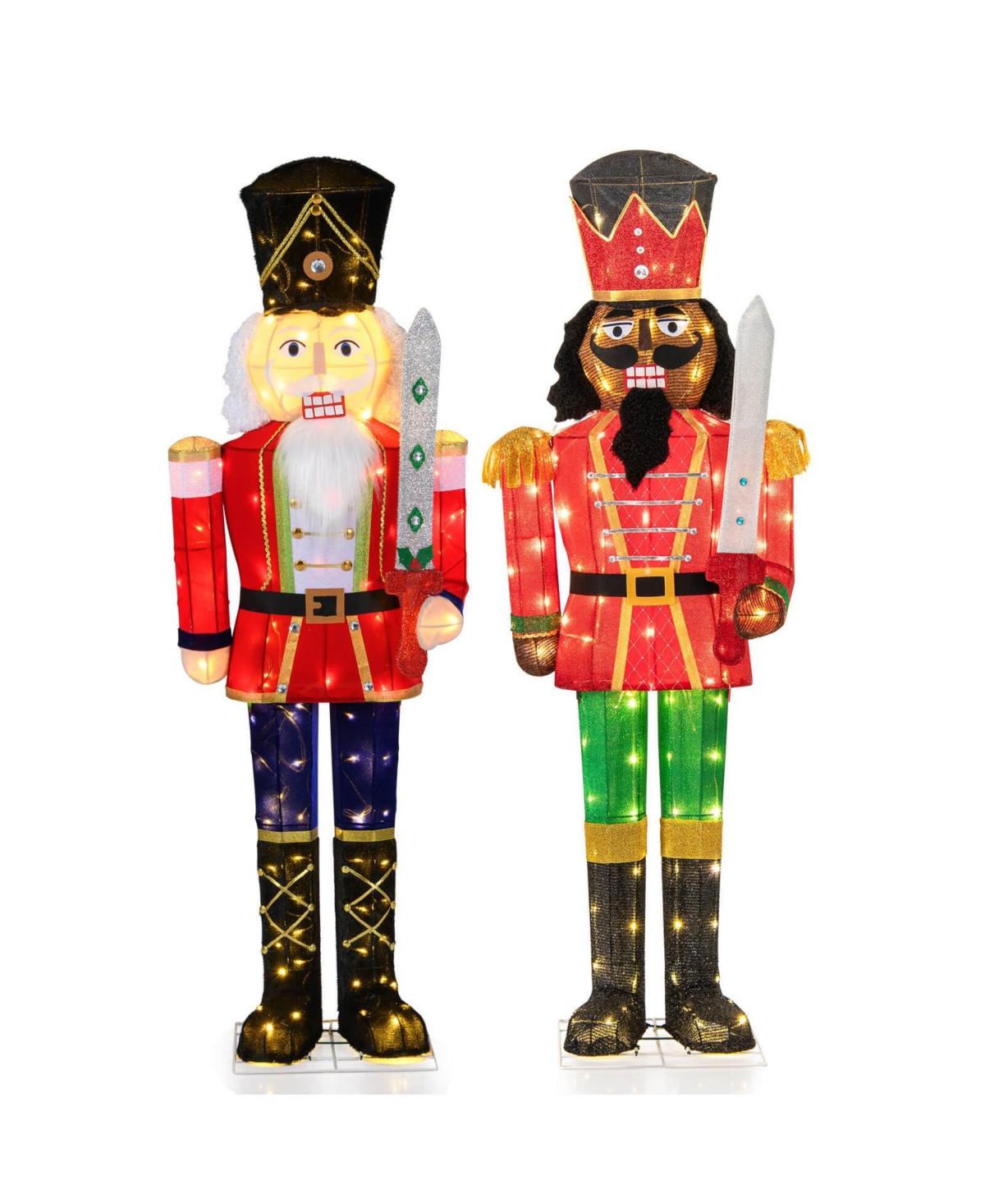 Costway 5 Ft Lighted Christmas Nutcracker with Glitter Sword