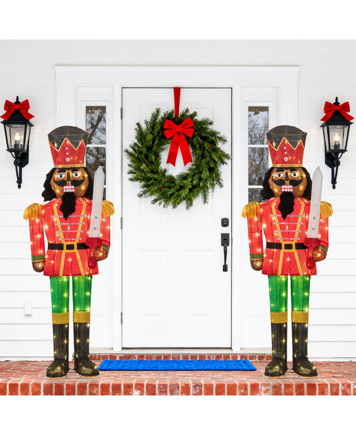 Costway 5 Ft Lighted Christmas Nutcracker with Glitter Sword