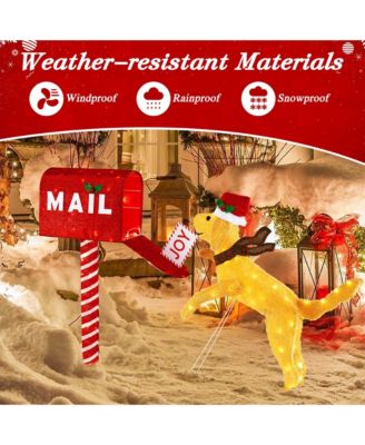 3.5 FT Lighted Dachshund Climbing Mailbox Pre-Lit Christmas Holiday Decoration