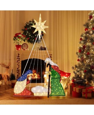 6 FT Lighted Nativity Scene with 240 LED Lights Zip Ties & Ground Stakes