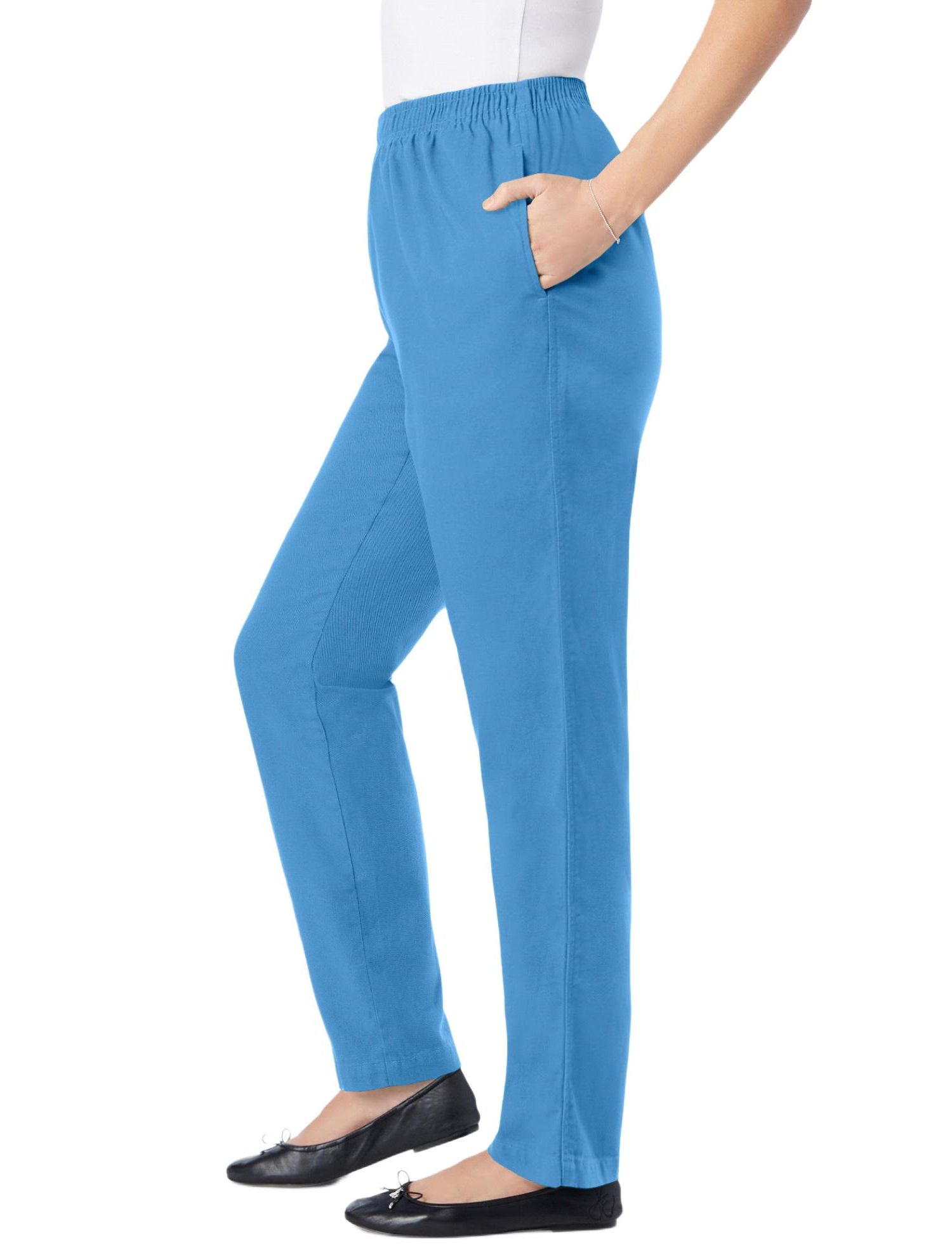 Women's Within Straight-Leg All-Cotton Denim Pull-On 7-Day Elastic-Waist Jeans