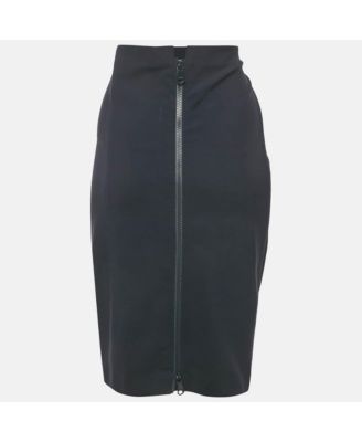 Women's Navy Blue Knit Knee Length Skirt