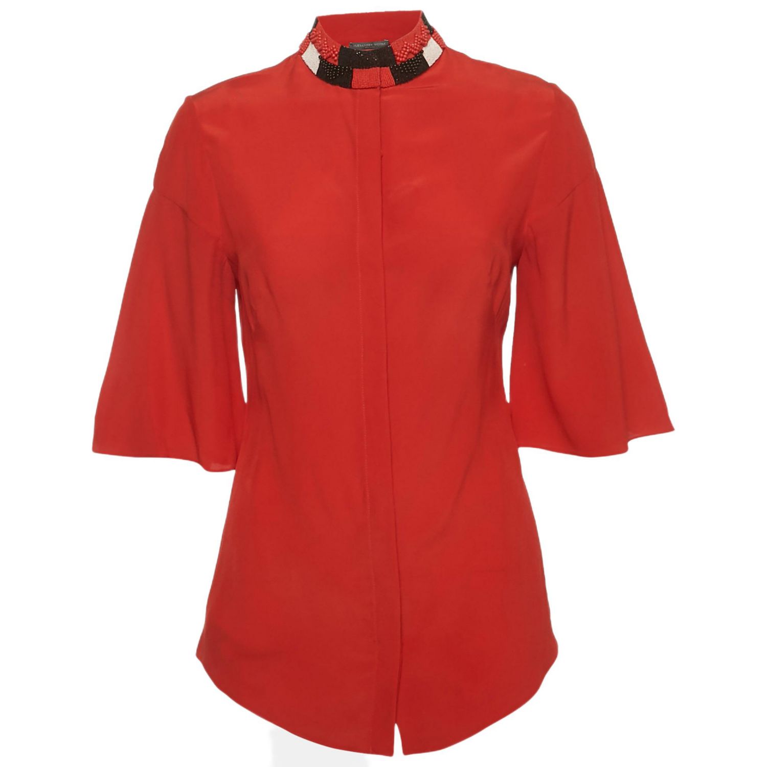 Women's Silk Beaded High Neck Top
