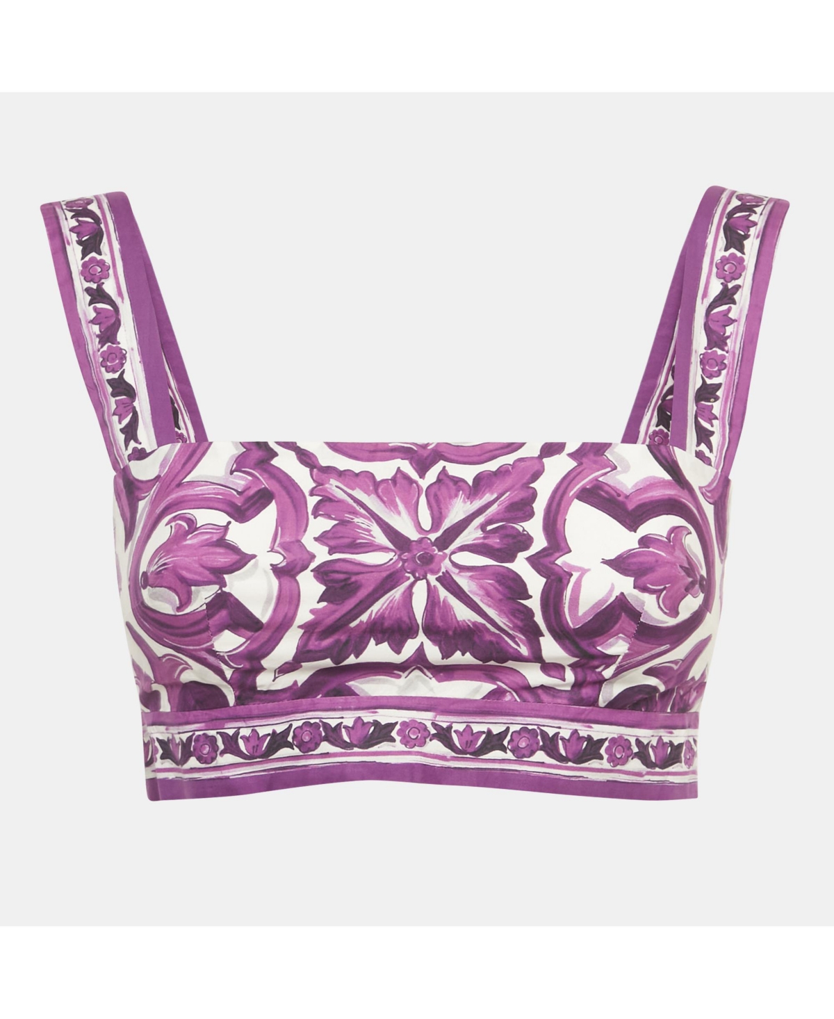 Pre-Owned Dolce & Gabbana Women's Majolica Print Cotton Crop Top