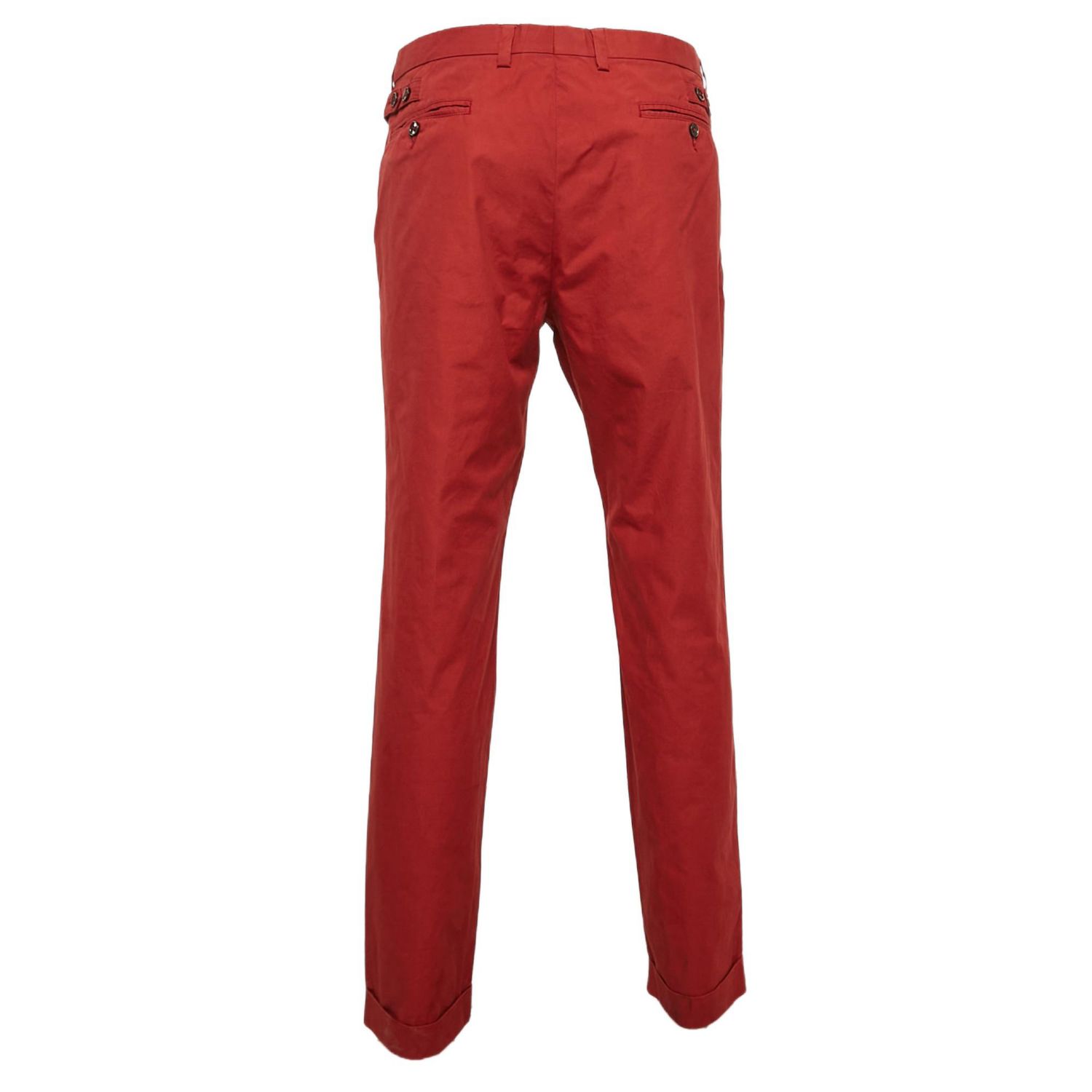 Men's Pre-Owned Dolce & Gabbanna Red Cotton Straight Leg Pants