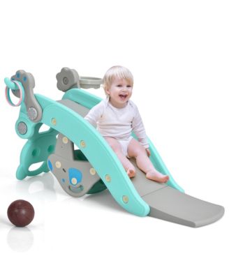 4-in-1 Toddler Slide Playground with Basketball Hoop Ball Ring Toss Climbing
