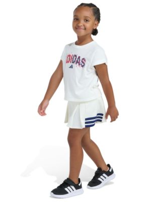Girls' 2T-6X Crewneck T-Shirt and Pleated Skort, 2-Piece Set
