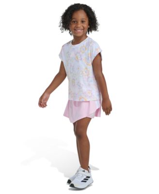 Girls' 2T-6X Printed Box T-Shirt and Wrap Skort, 2-Piece Set