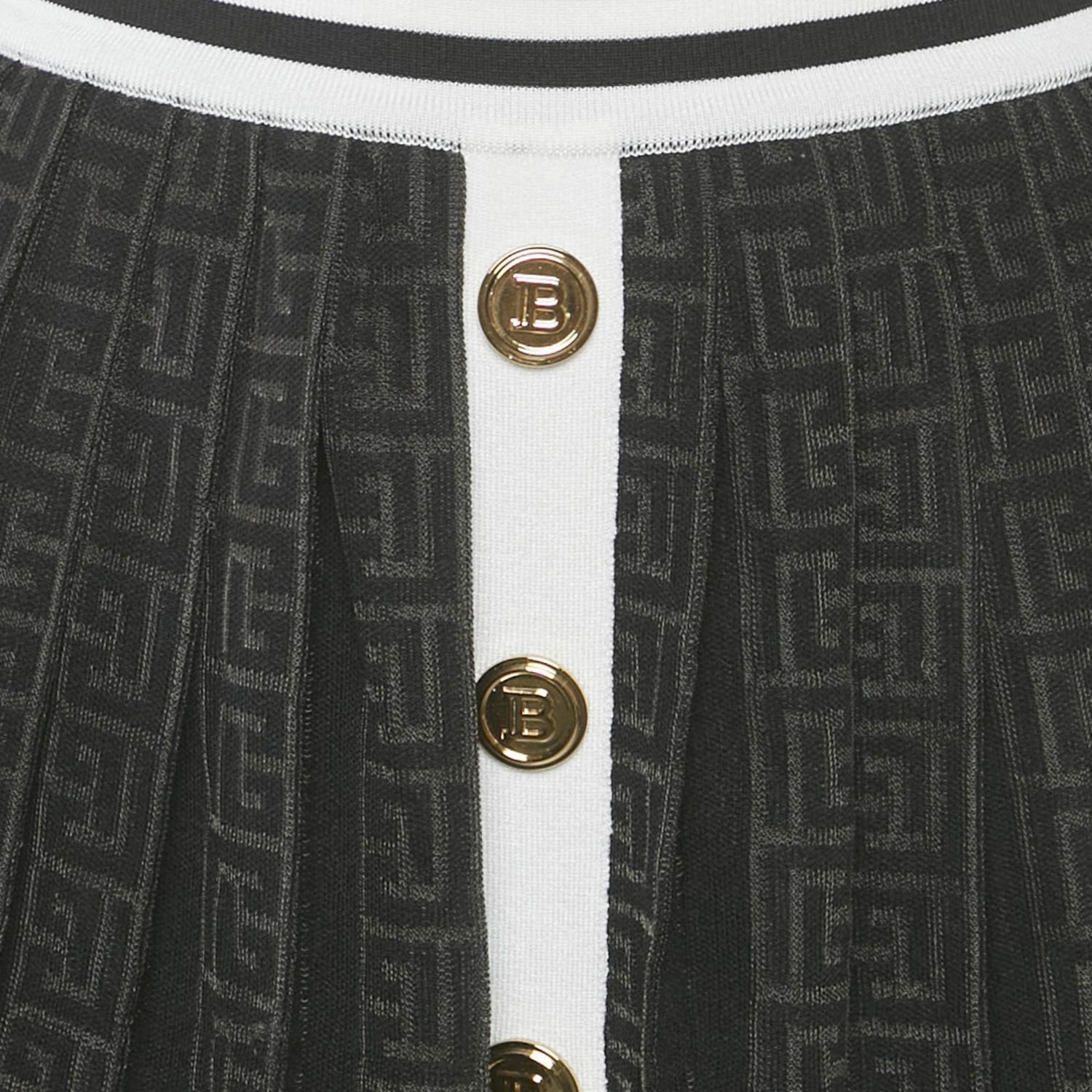 Women's Black Monogram Mesh Pleated Mini Skirt