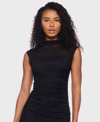 Women's Shirred Waist Midi Dress