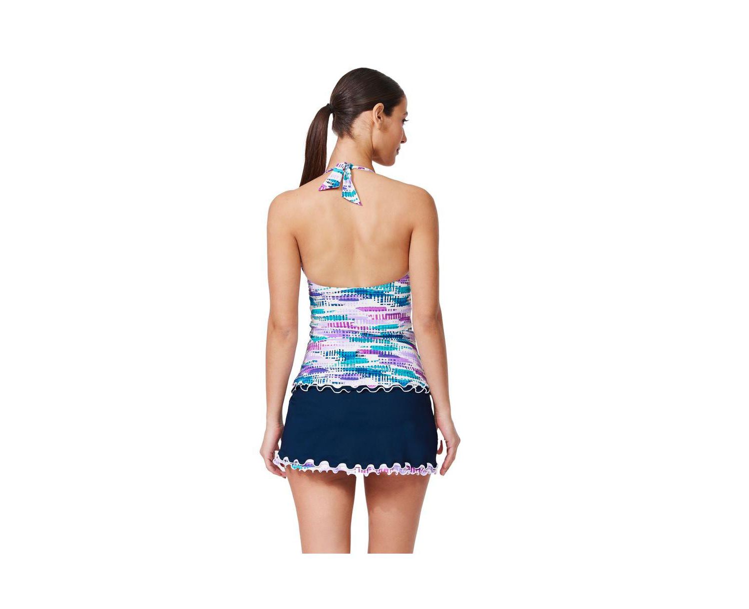 Women's Canva Tricolore Halter Tankini Top