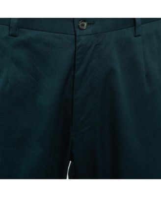 Men's Green Cotton Formal Trousers
