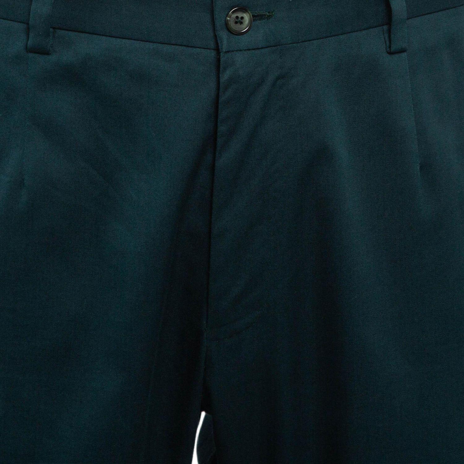 Men's Green Cotton Formal Trousers
