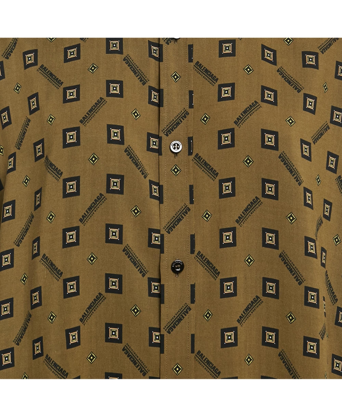 Pre-Owned Balenciaga Women's Green Geometric Print Crepe Loose Fit Shirt