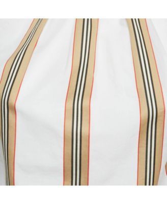 Women's White Cotton Nova Stripe Detail Button Back