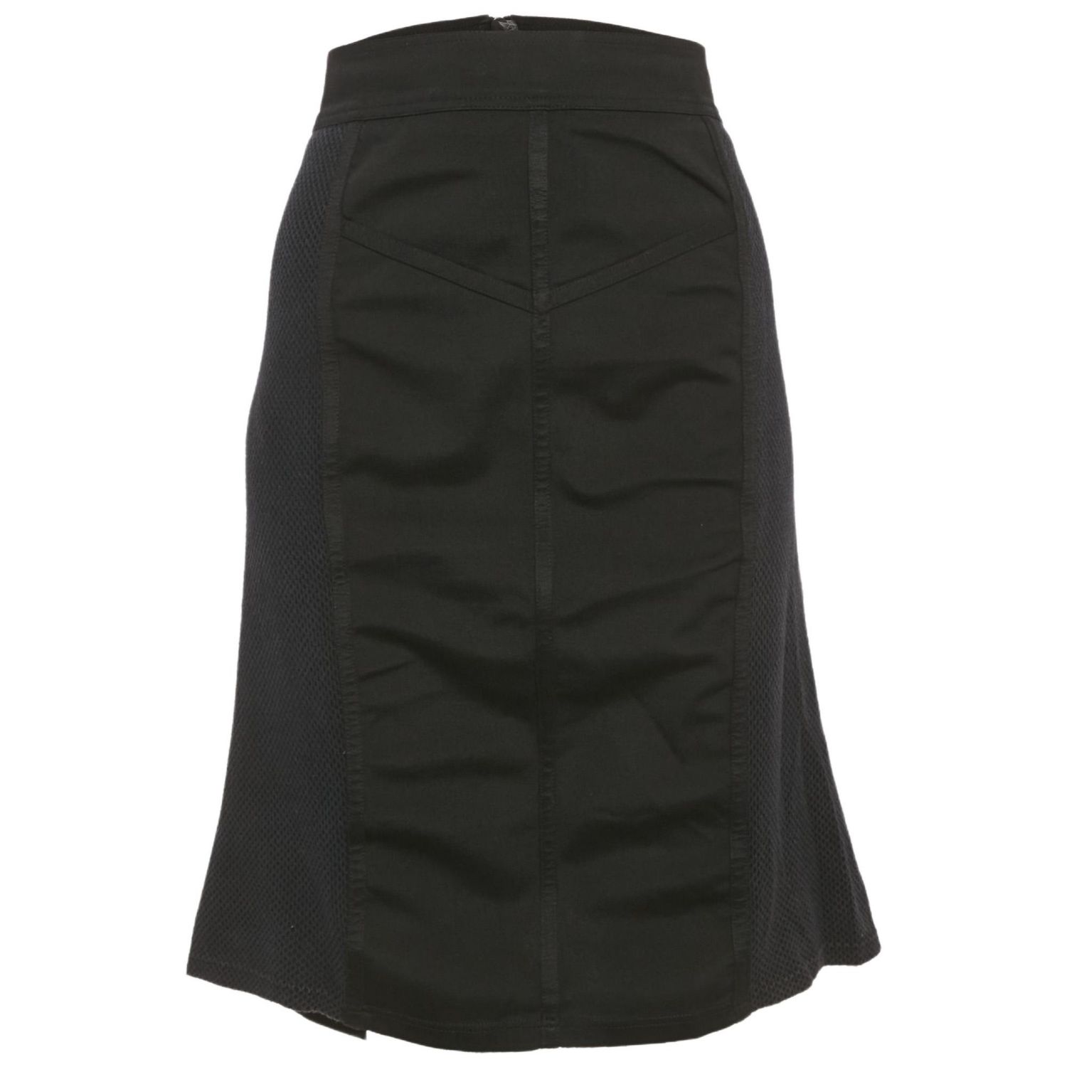 Women's Black Mesh Trim Jersey Pencil Skirt