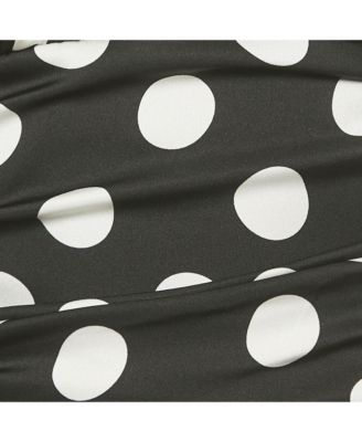 Women's Black Polka Dots Print Silk Halter Neck Top