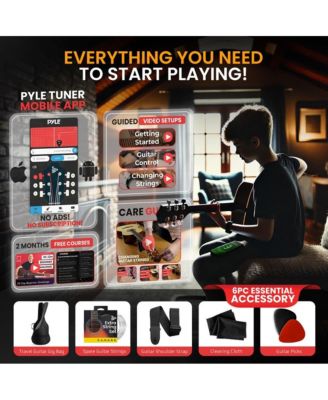 41" Full-Size Acoustic Guitar Kit, Cutaway Body with Digital Tuner, and Accessory Kit, (Sunburst Teardrop