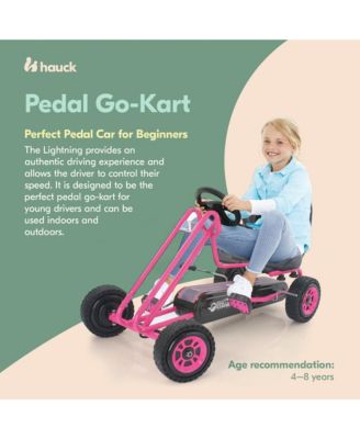 Lightning Ergonomic Pedal Ride On Go Kart Toys for Boys and Girls, Pink