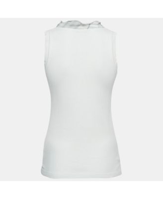 Women's Beige Silk Buttoned A-Line Sleeveless Shirt Blouse