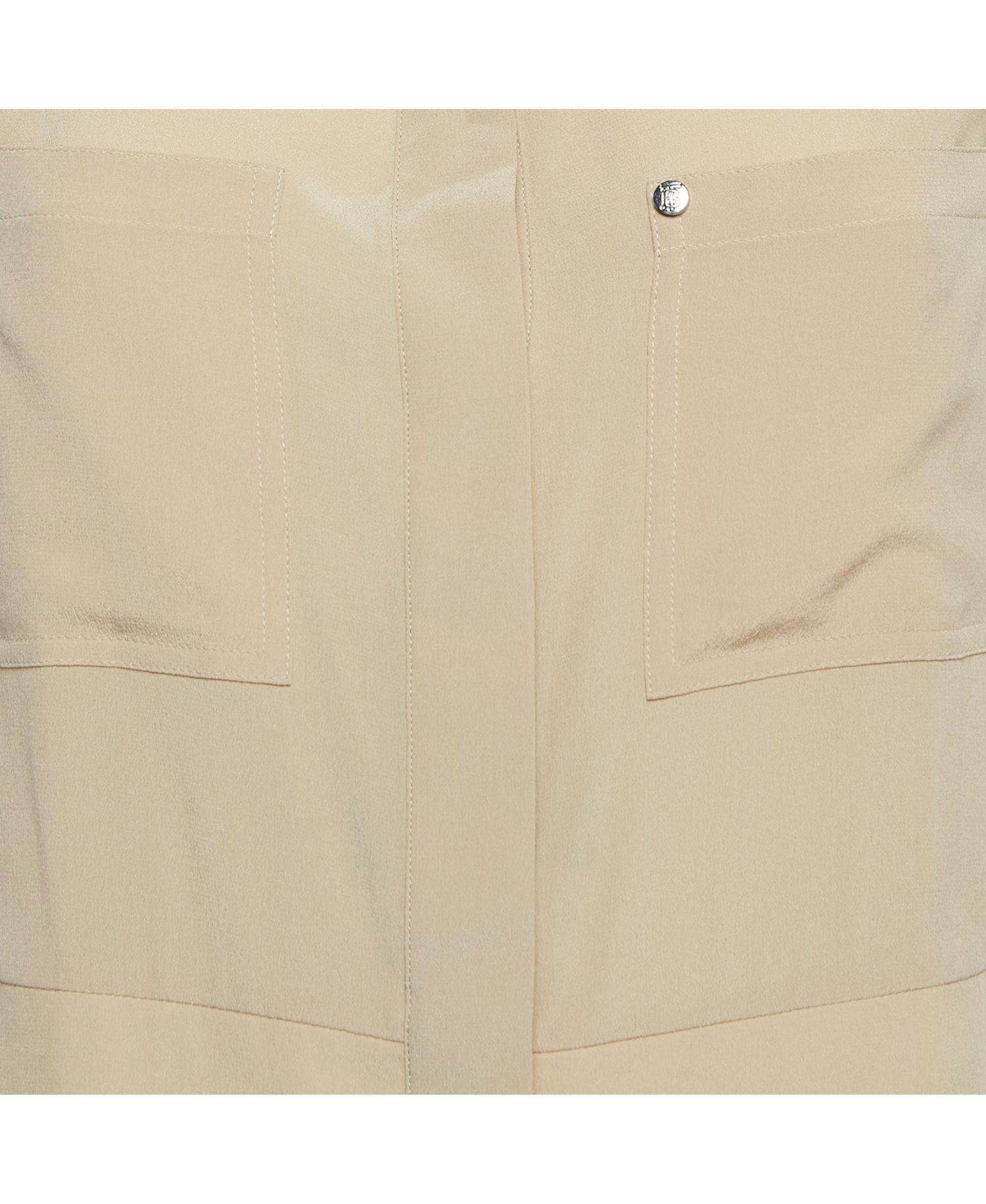 Women's Beige Silk Buttoned A-Line Sleeveless Shirt Blouse