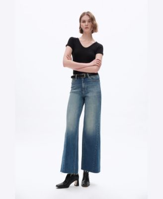 Women's High-Rise Faded Wash Wide-Leg Jeans