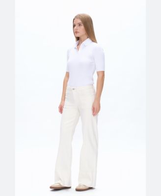 Women's Mid-Rise Wide-Leg Denim Patch-Pocket Jeans