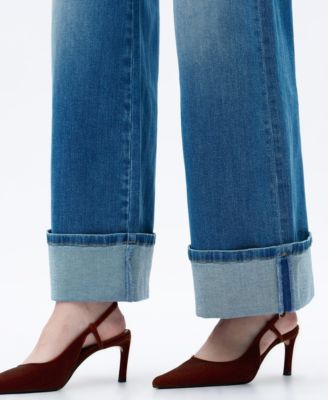 Women's Mid-Rise Floor-Length Wide-Leg Regular-Fit Jeans