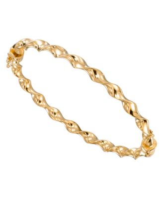 Macy's - High Polished Twisted Bangle in 18K Yellow Gold Over Sterling Silver