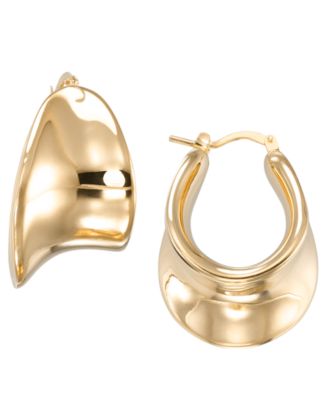 High Polished Concave Round Hoop Earrings in 18k Yellow Gold Over Sterling Silver