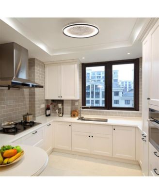 19-inch Modern White 7-Blade Ceiling Fan with Dimmable Color Changing LED and Remote Control