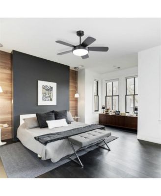 42-inch Modern Black 5-Blade Ceiling Fan with Light and Remote Control