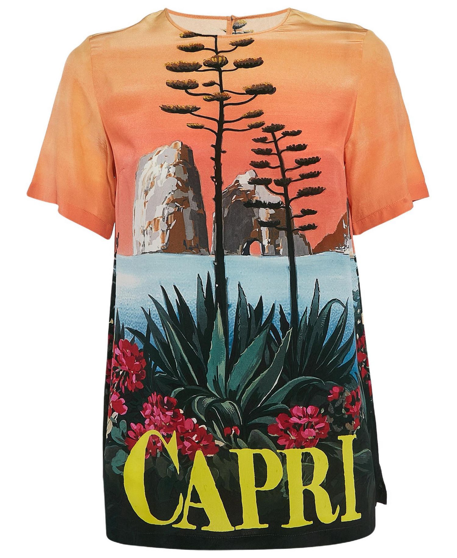 Women's Multicolor Capri Print Silk Top