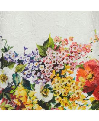 Women's White Floral Print Cotton Blend Short Skirt