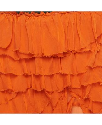 Women's Pre-Owned D&g Orange Silk Tiered Ruffle Mini Skirt