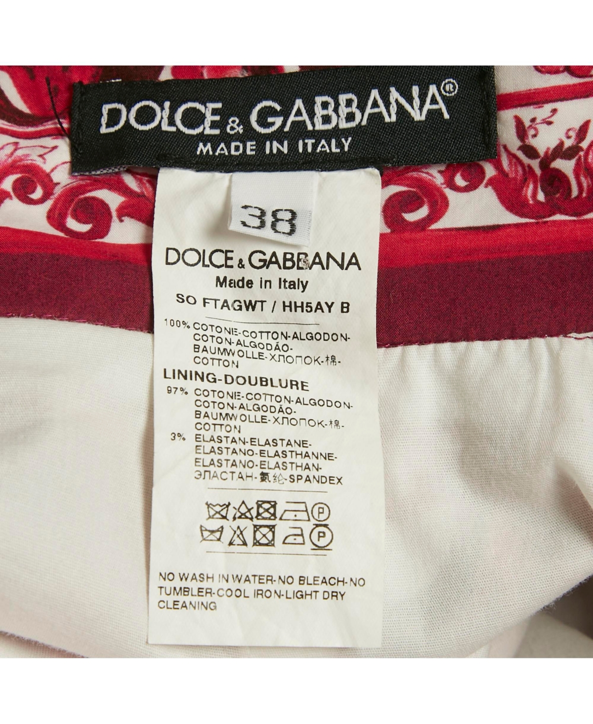 Pre-Owned Dolce & Gabbana Women's Pink Majolica Print Poplin Balloon Shorts