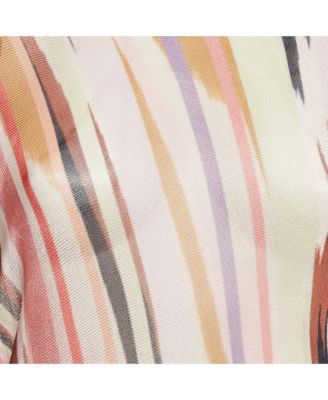 Women's Striped Knit Semi Sheer Blouse